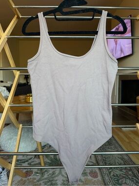 Abercrombie & Fitch Ribbed Light Beige Tank Bodysuit